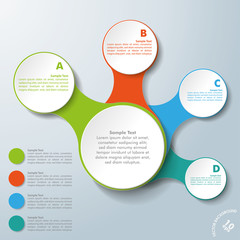 Infographic White Connected Circles ABCD - obrazy, fototapety, plakaty
