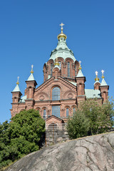 Fototapeta na wymiar Uspenski Cathedral in Helsinki Finland