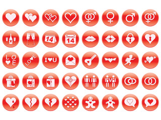 set of round Day of Valentine icons