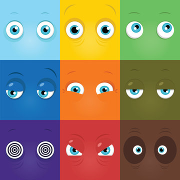 Set of funny cartoon monster eyes