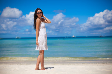 Fototapeta na wymiar Young woman have fun on beach vacation