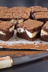 Pieces of chocolate cheesecake brownies