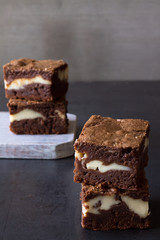 Pieces of chocolate cheesecake brownies