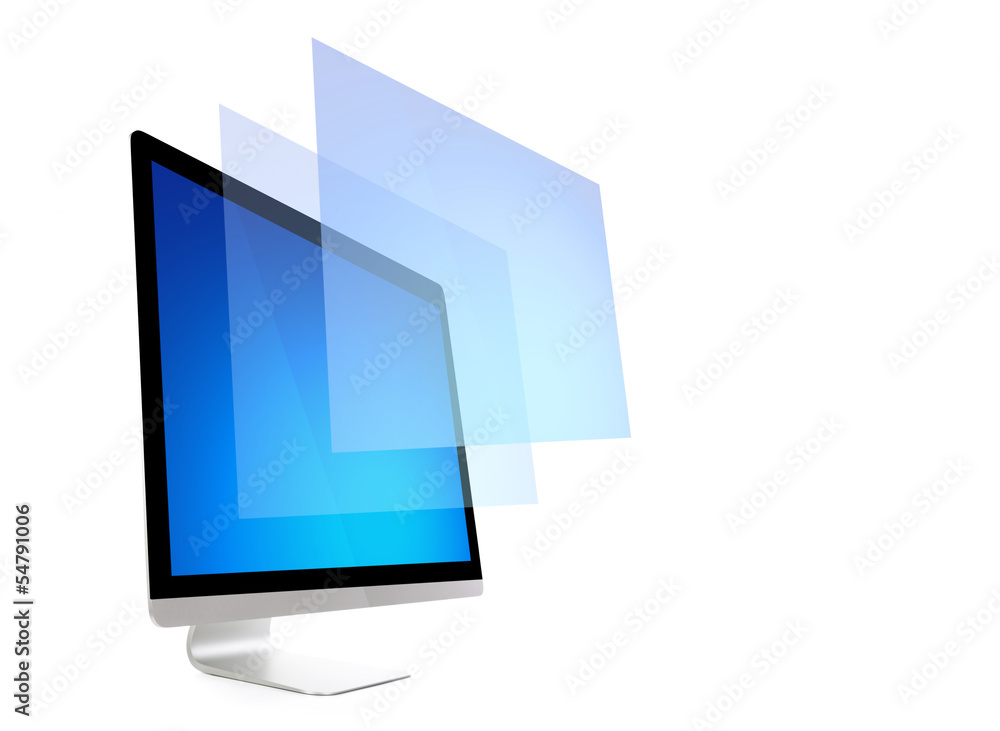Poster computer display isolated on white background