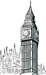 Fototapeta na wymiar Sketch of Big Ben London