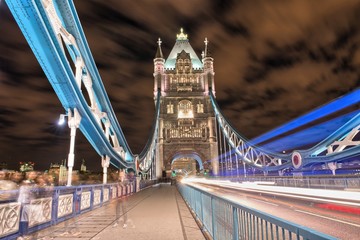 London, UK. Amazing view of famous Tower Bridge after sunset