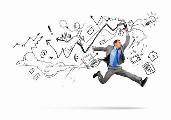 Jumping businessman