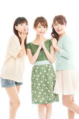 Beautiful young women isolated on white background 