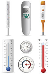 Six different types of thermometers set.Vector
