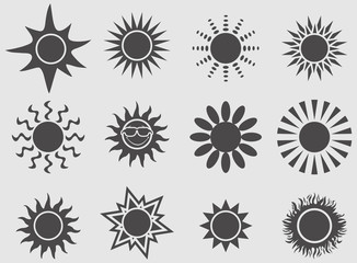 Sun icons set. Vector