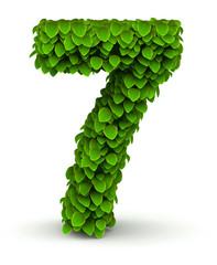 Number 7, green leaves font