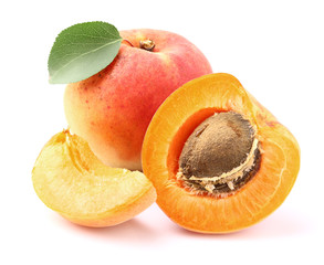 Fresh apricots with leaves