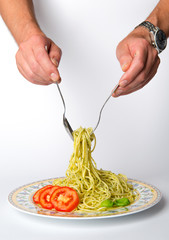spaghetti with pesto
