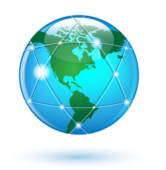 World globe vector illustration on white.