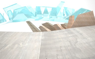 Abstract background made of concrete, glass and wood 