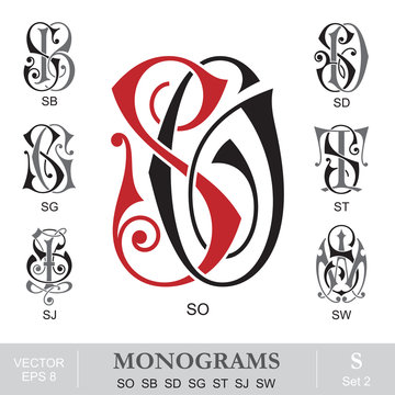 Naklejki Vintage Monograms SO SB SD SG ST SJ SW