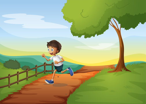 A young boy running