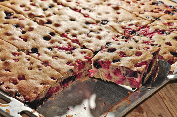 Whole-wheat black and red currant cake