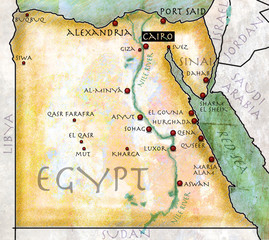 Cartina dell'Egitto, effetto anticato, pergamena