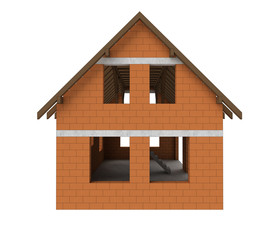 isolated bricked house facade construction perspective