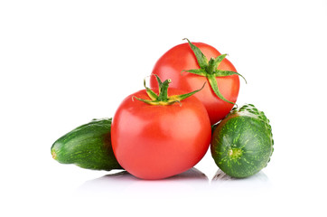 Ripe vegetables isolated on white background