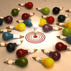 drawing idea pencil and light bulb concept creative and leadersh