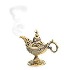 Aladdin magic lamp isolated on white