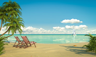 Fototapeta na wymiar idyllic caribean beach view
