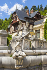 Fototapeta na wymiar Peles castle architecture and statues, Sinaia, Romania
