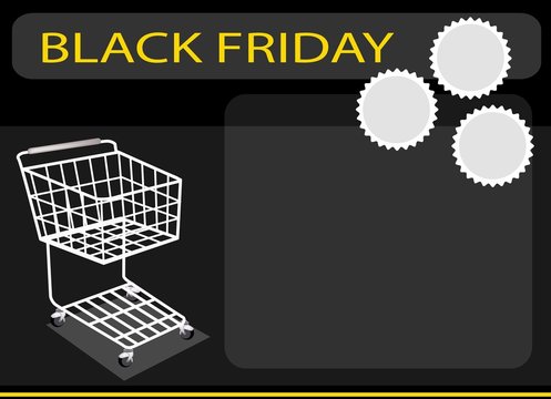 A Shopping Cart on Black Friday Background