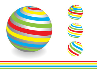 vector concept with striped dimensional globes