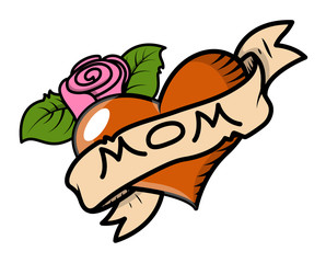 I Love Mom - Retro Tattoo - Vector Illustration - 54807851