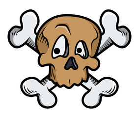 Funny Cute Crossed Skull Tattoo - Vector Illustration