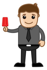 Man Having Ice Cream - Cartoon Business Vector Character
