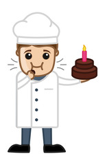 Chef Testing Cake - Cartoon Business Vector Character