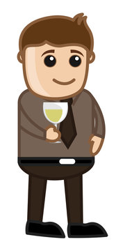 Man Having Wine - Cartoon Business Vector Character