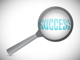 Magnifying glass showing success word