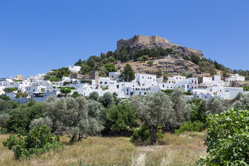Lindos town in Rhodes, Greece