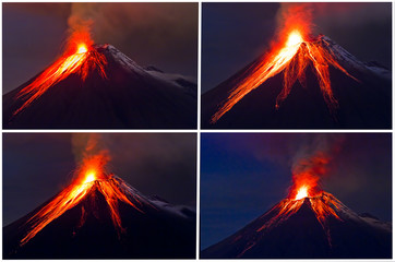 Tungurahua Volcano eruption collage - obrazy, fototapety, plakaty