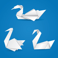 Naklejka premium Origami swans