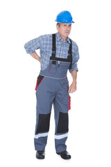 Portrait Of A Worker Having Back Pain