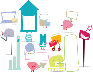 kawaii style cute business monsters