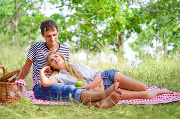 Young couple on picnic