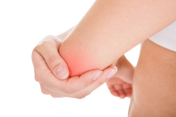 Woman with elbow pain