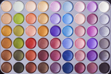 Colorful eye shadows palette, close-up