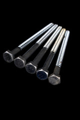 Screws on Black background
