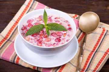Strawberry in yogurt