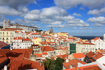 Naklejka na ściany i meble Rooftops of Alfama, Lisbon, Portugal