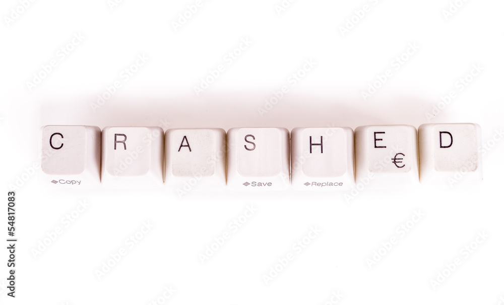Fototapete crashed word written with computer buttons
