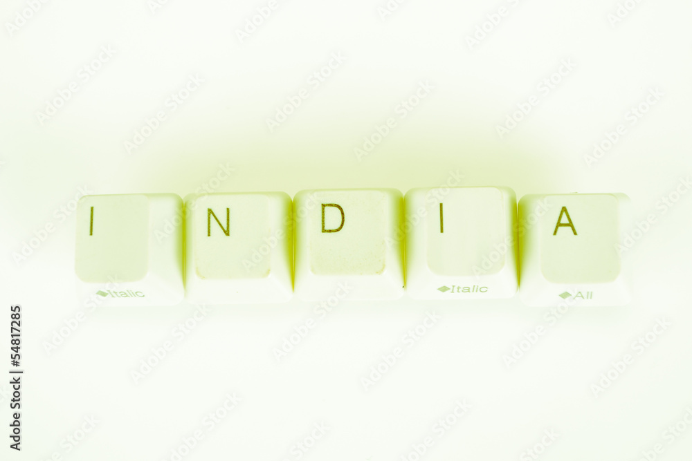 Poster india word written with computer buttons